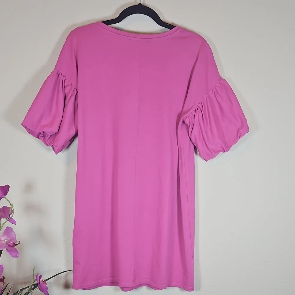 Zara Pink Short Ruffled Sleeve T-Shirt Dress Size M - Picture 3 of 5